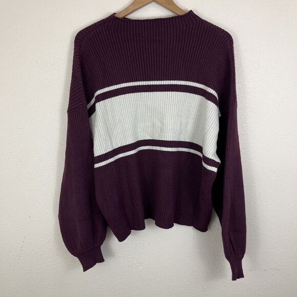 Gilli NWT Brooks Chunky Rib Mock Neck Stripe Box Crop Sweater Plus Size 1X - Picture 4 of 6